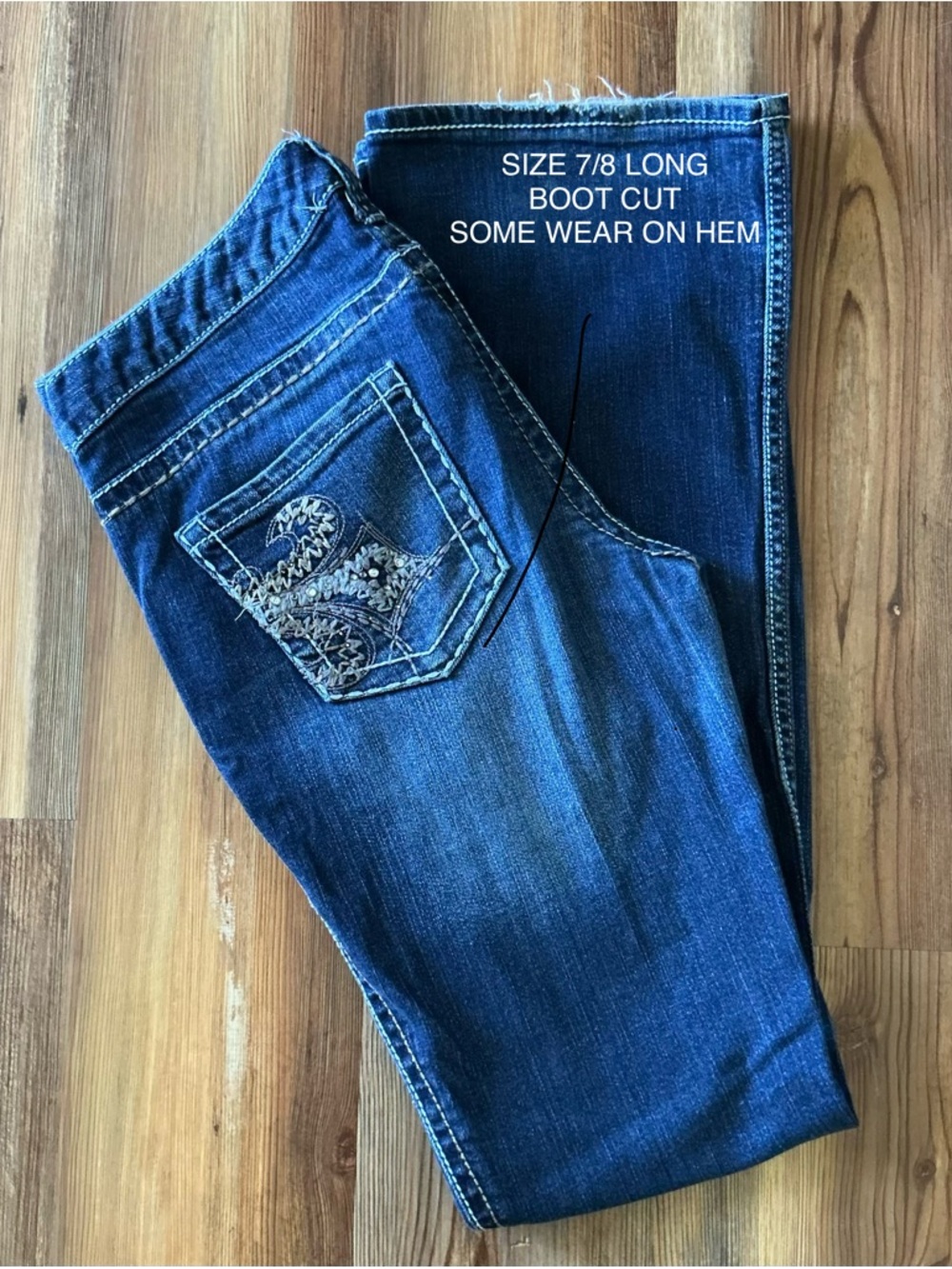Maurices Dark Blue Boot Cut Jeans with Embroidered Pocket